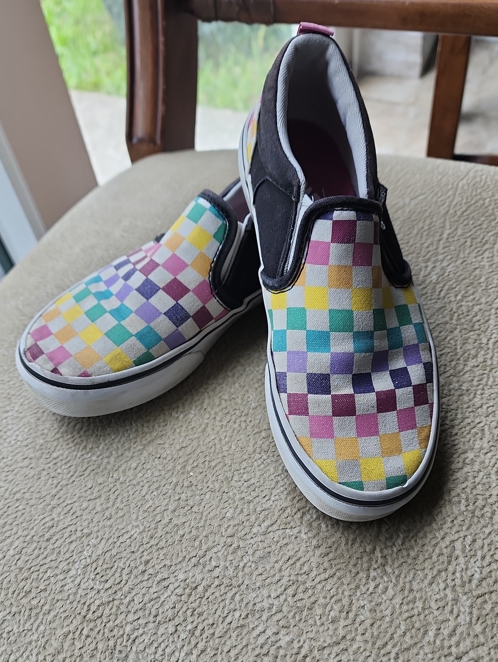 Girls Multicolored Checkered Vans 1003